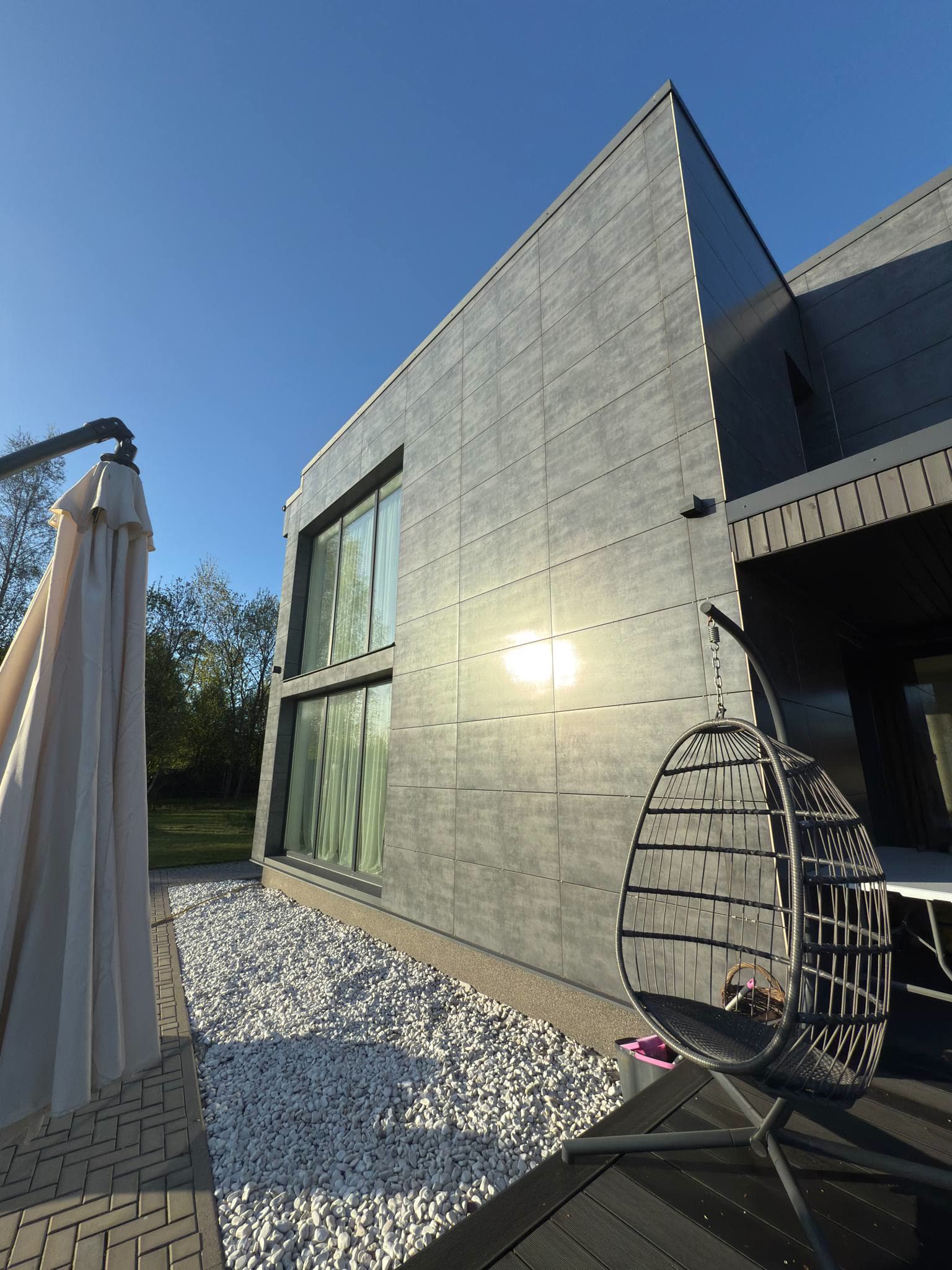 Terrace with hanging chair
